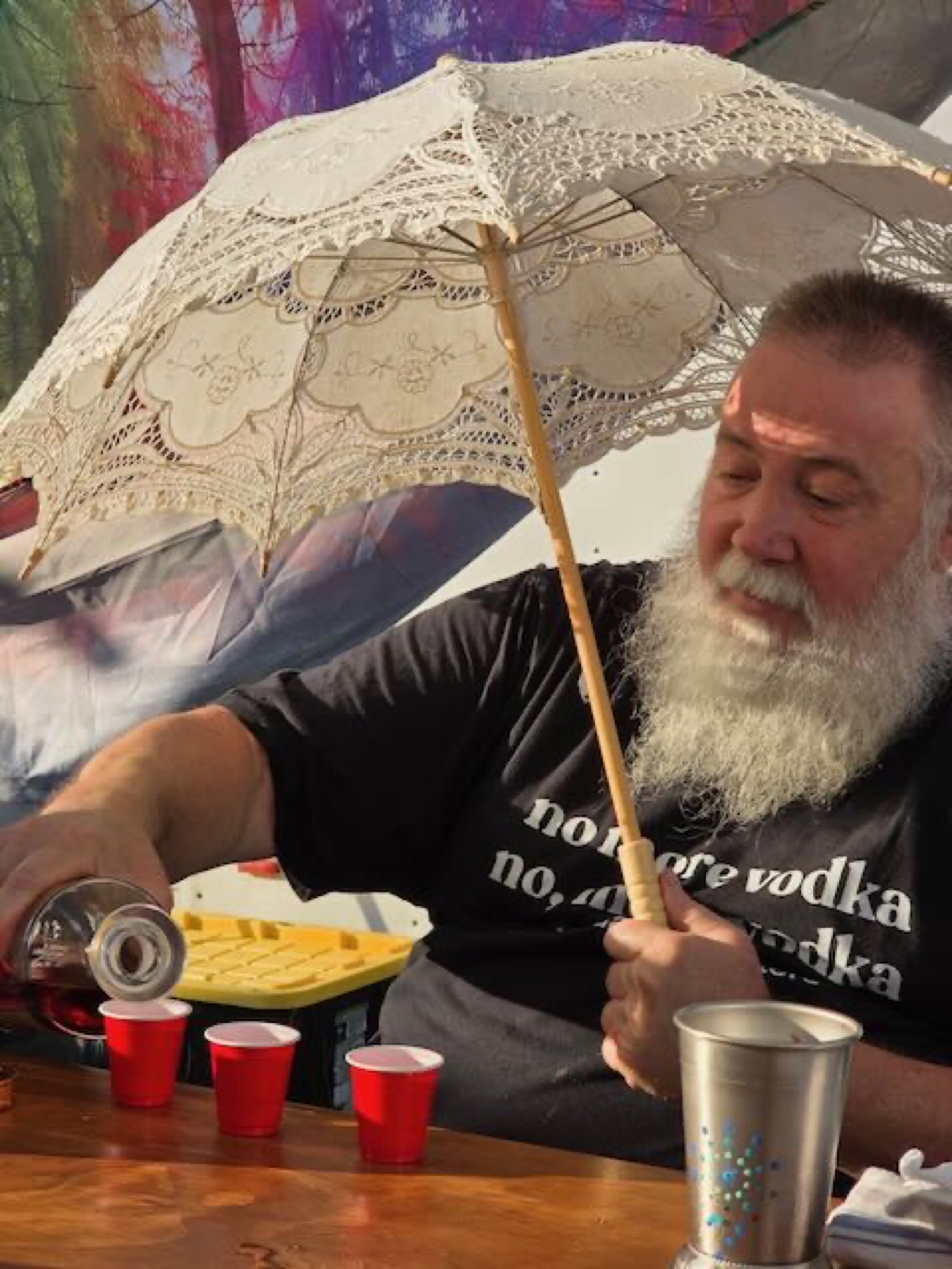 Keith with umbrella at SummerIsle